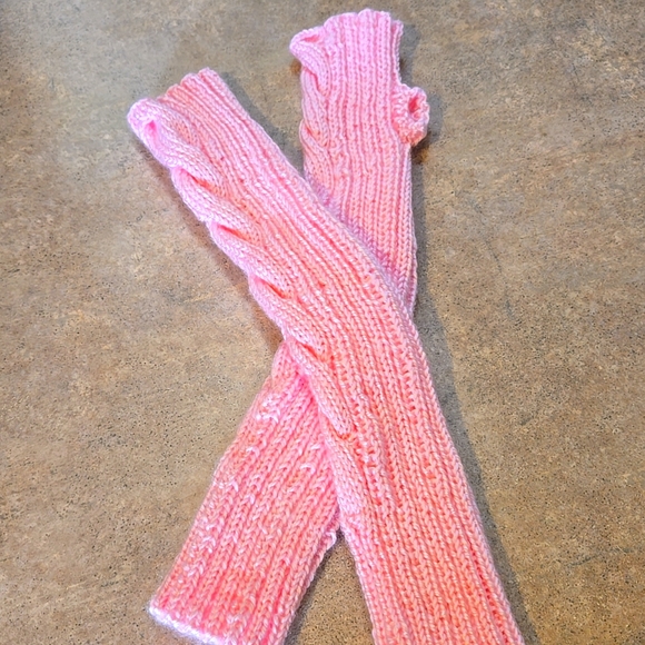 Accessories - Hand-Knit Pink Fingerless Arm Sleeves